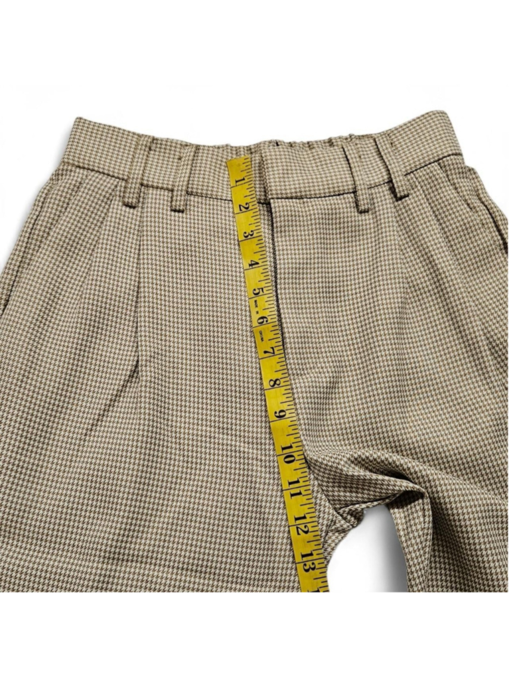 Steve Madden Janey Pleated Trousers in Khaki Houndstooth Size 2 NWT - Picture 7 of 8